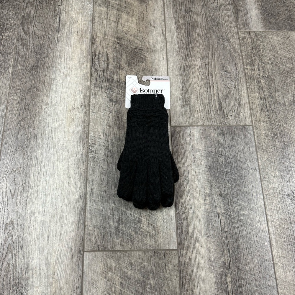 Isotoner Black Knit Gloves
